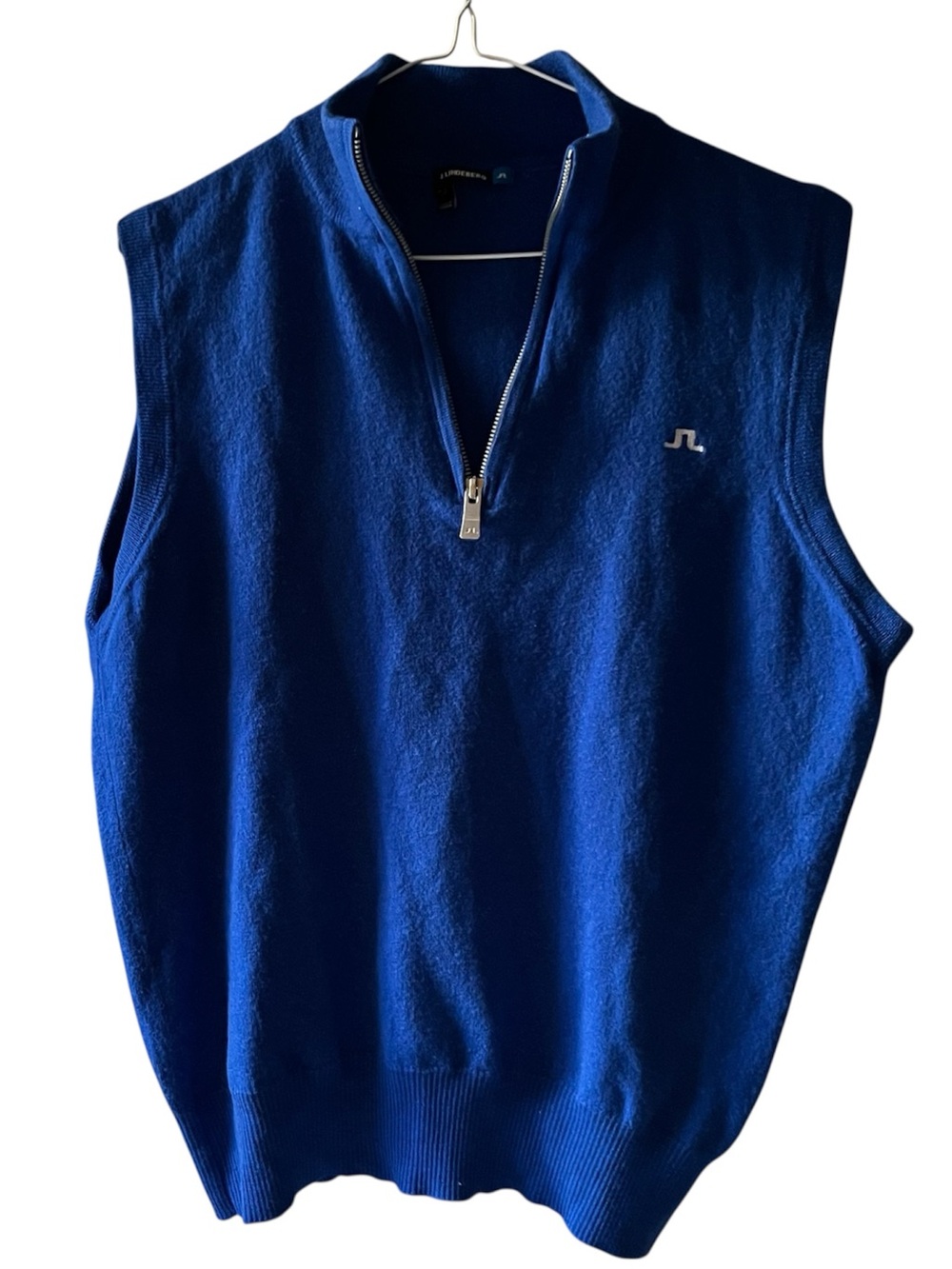 J.Lindeberg Royal Blue Sleeveless Zip-Up 100% Merino Wool Sweater Vest XL Unisex
